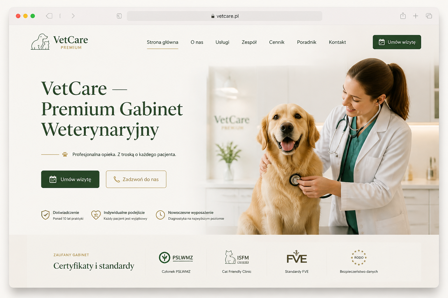 Strona VetCare — Premium Gabinet Weterynaryjny